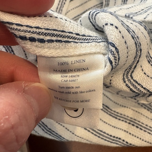 Faherty Linen Santa Cruz Stripe Button Down Sz Women's XS White/blue NWT $158 - Picture 6 of 10